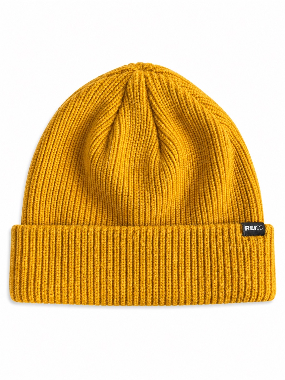 REI Co-op Ribbed Cuffed Beanie Hat Mustard Yellow Unisex O/S
